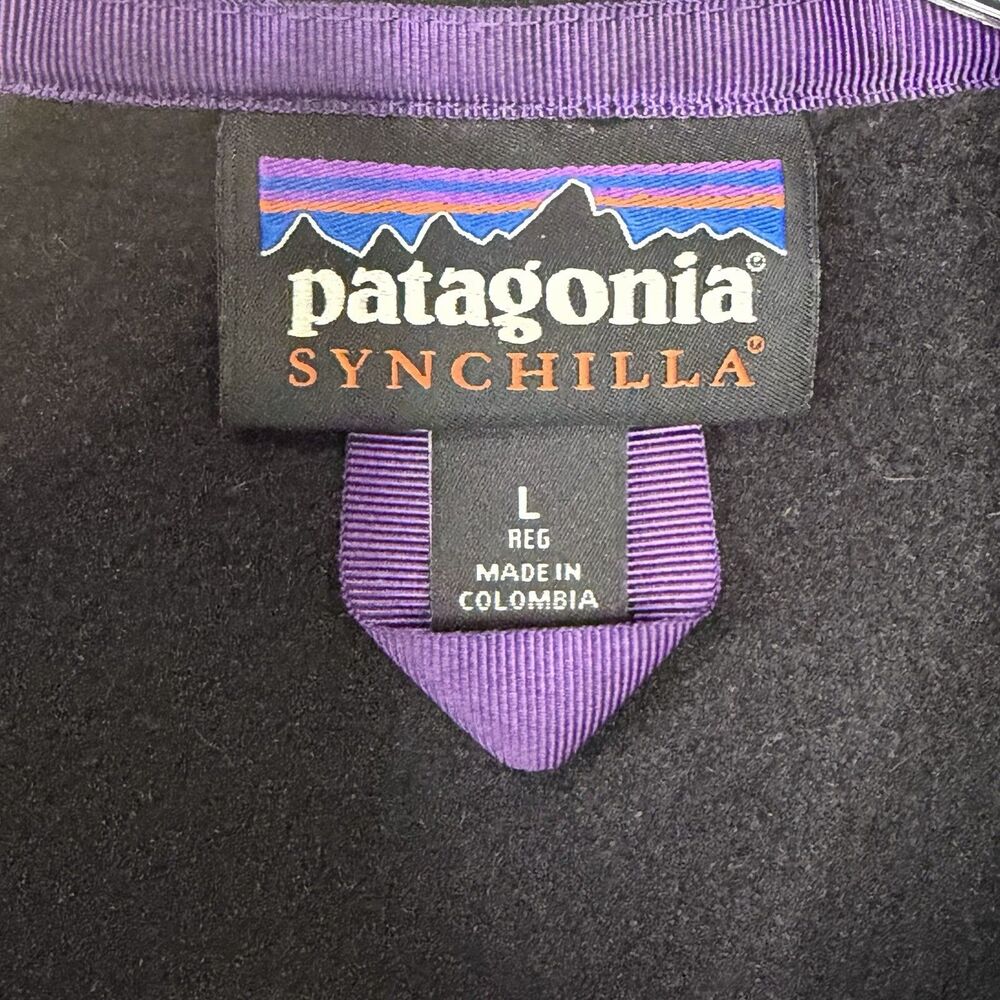 Patagonia‎ Synchilla Full Zip Up Fleece Jacket Men's Large Black Karstens Jacket - Picture 3 of 14